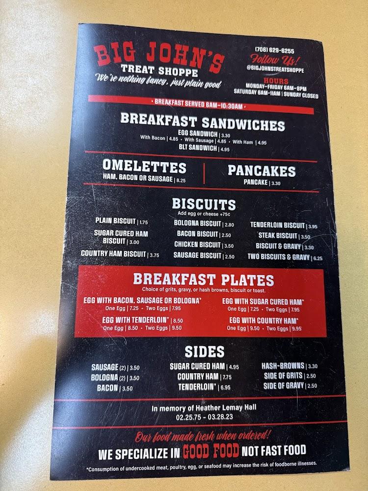 Big John's Treat Shoppe Menu image 2